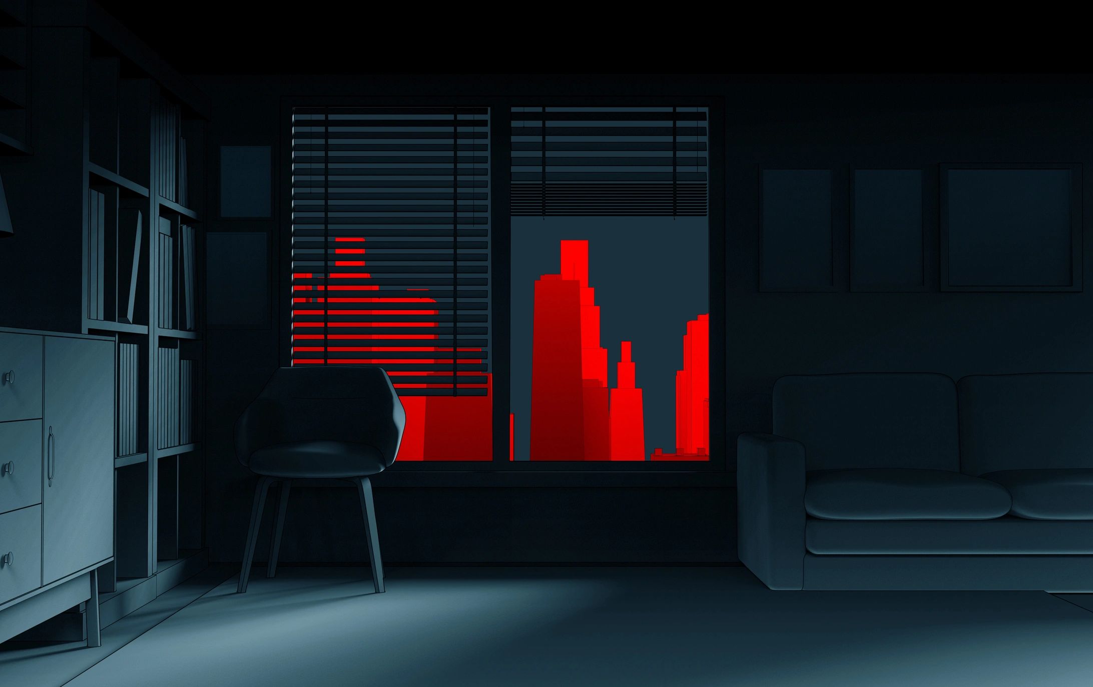 Dark noir cityscape background